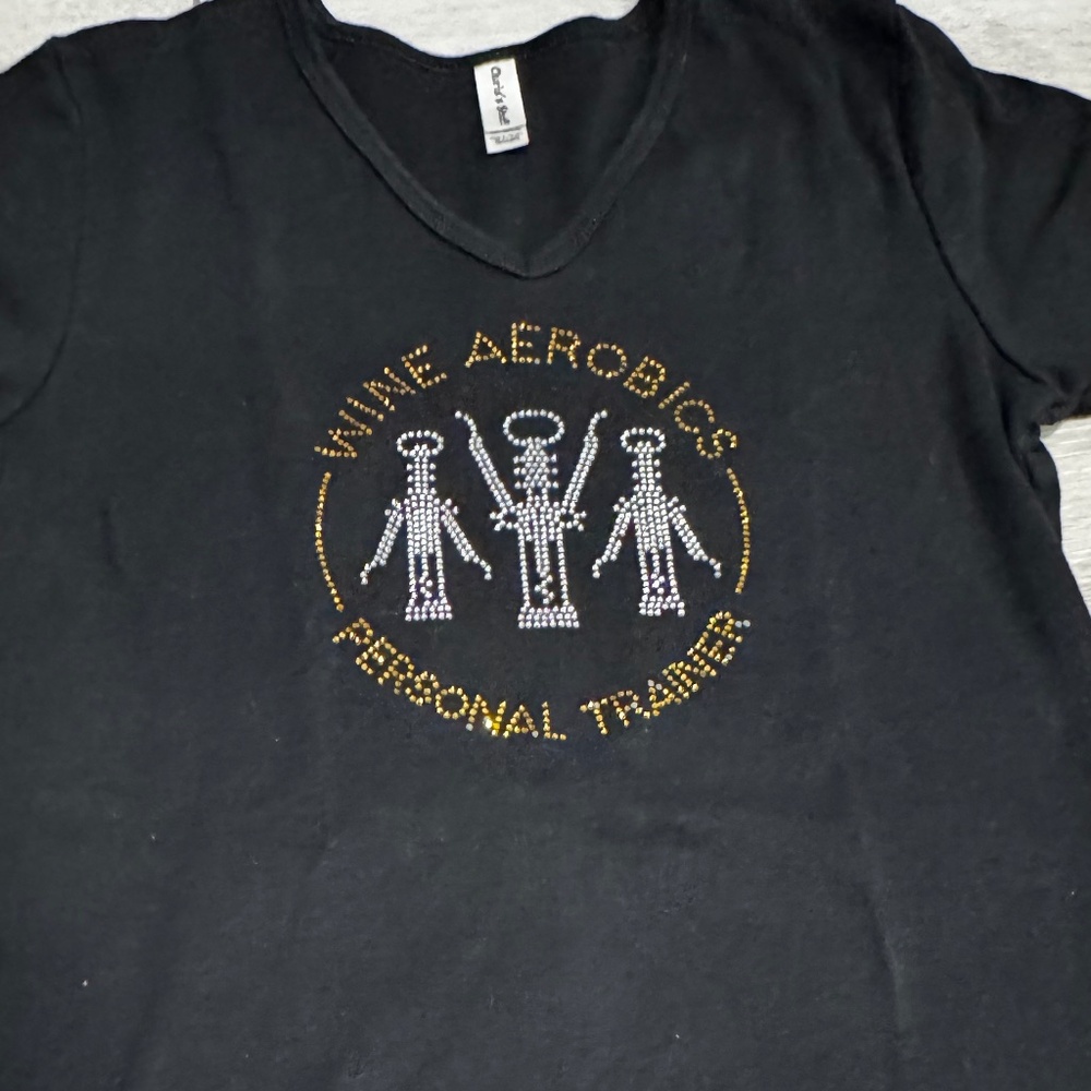 so cute wine aerobics personal trainer bling tee
